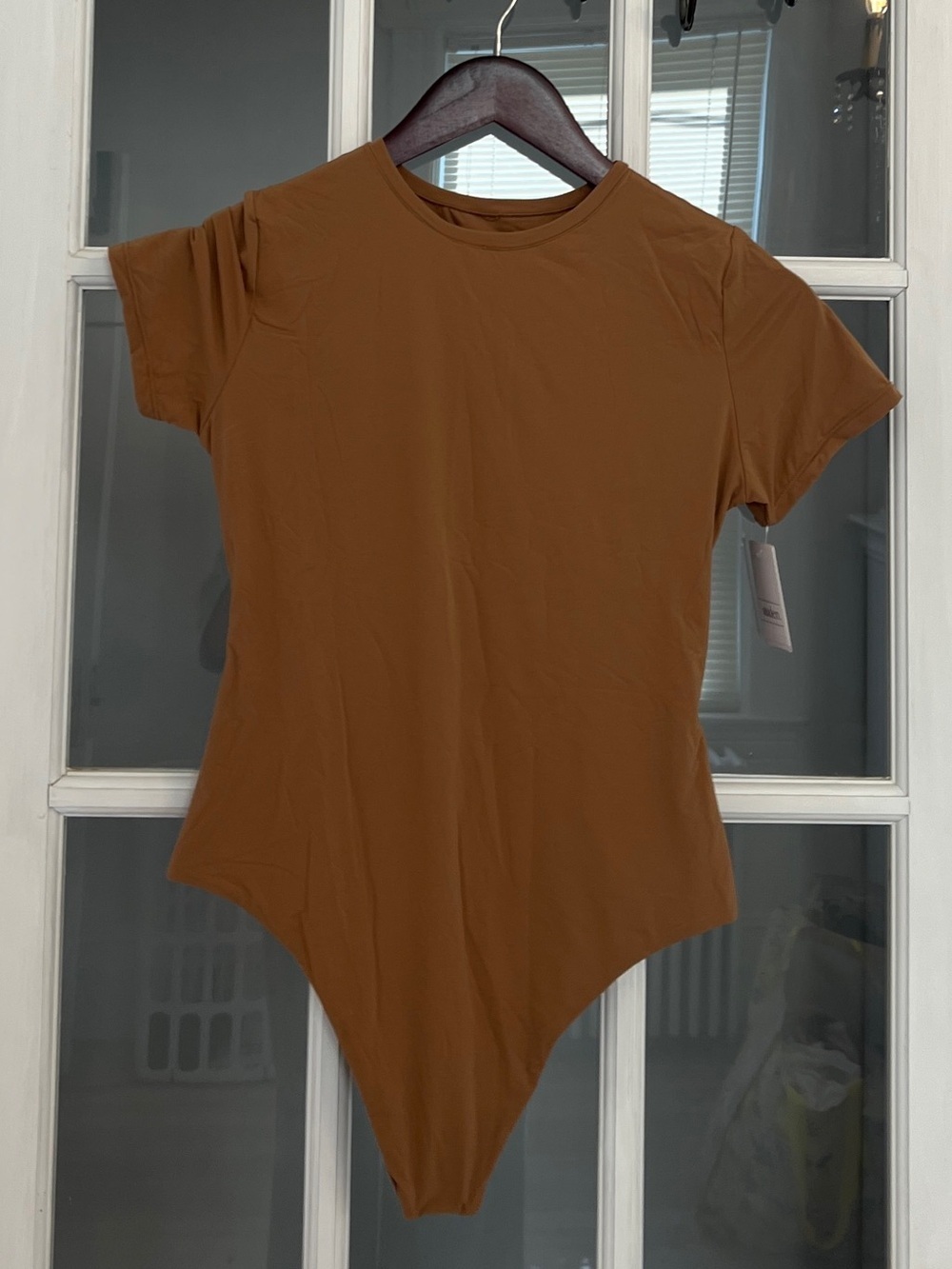 AUDEN Women's Brown Crewneck Short Sleeve Bodysuit Size M NEW